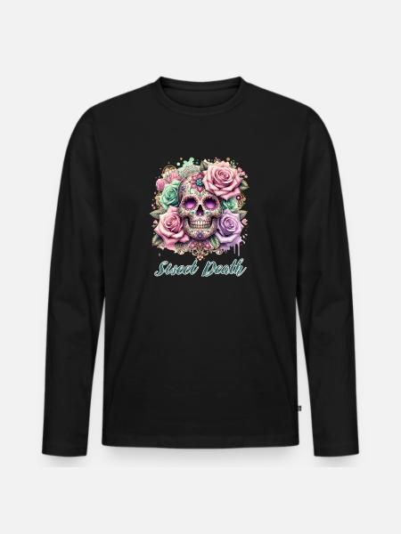 Flowers Skull Beauty Bloom - Men's Premium Organic Long Sleeve Shirt - black