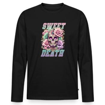 Flowers Skull Beauty Bloom - Men's Premium Organic Long Sleeve Shirt - black - Front - Nico (187cm)
