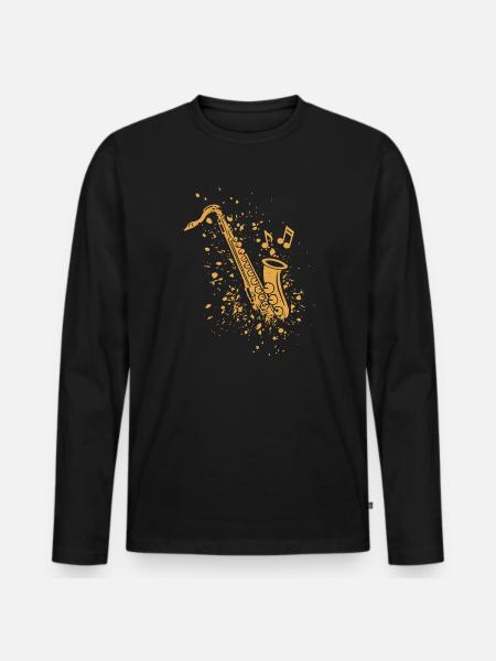 Saxophone Jazz Saxophonist Orchestra Musicians - Men's Premium Organic Long Sleeve Shirt - black