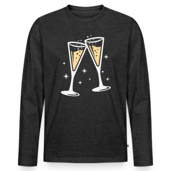 Sektglas Prosecco Sekt Alkohol Prost - T-shirt manches longues Premium bio Homme - anthracite chiné - Devant - Nico (187cm)