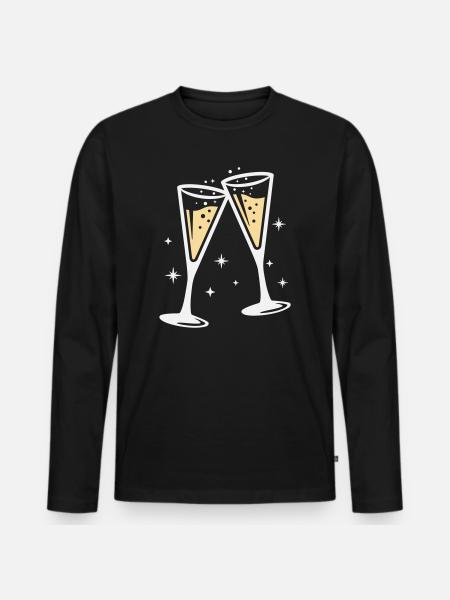 Sektglas Prosecco Sekt Alkohol Prost - Men's Premium Organic Long Sleeve Shirt - black