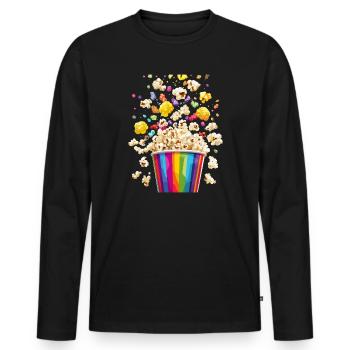 Bunte Popcorn Explosion Aus Regenbogen Becher - Männer Premium Bio Langarmshirt - Schwarz - Vorne - Nico (187cm)
