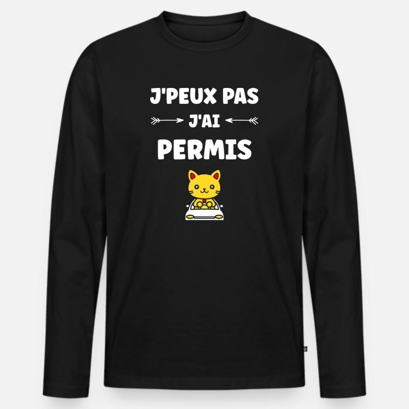 Junger Fahrer, Junger Fahrer, Führerschein - Männer Premium Bio Langarmshirt - Schwarz