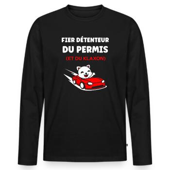 Driver's license humor - Men's Premium Organic Long Sleeve Shirt - black - Front - Nico (187cm)