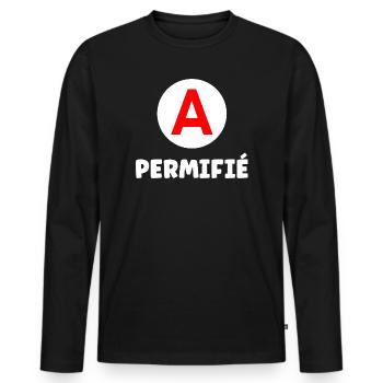 Driver's license humor - Men's Premium Organic Long Sleeve Shirt - black - Front - Nico (187cm)