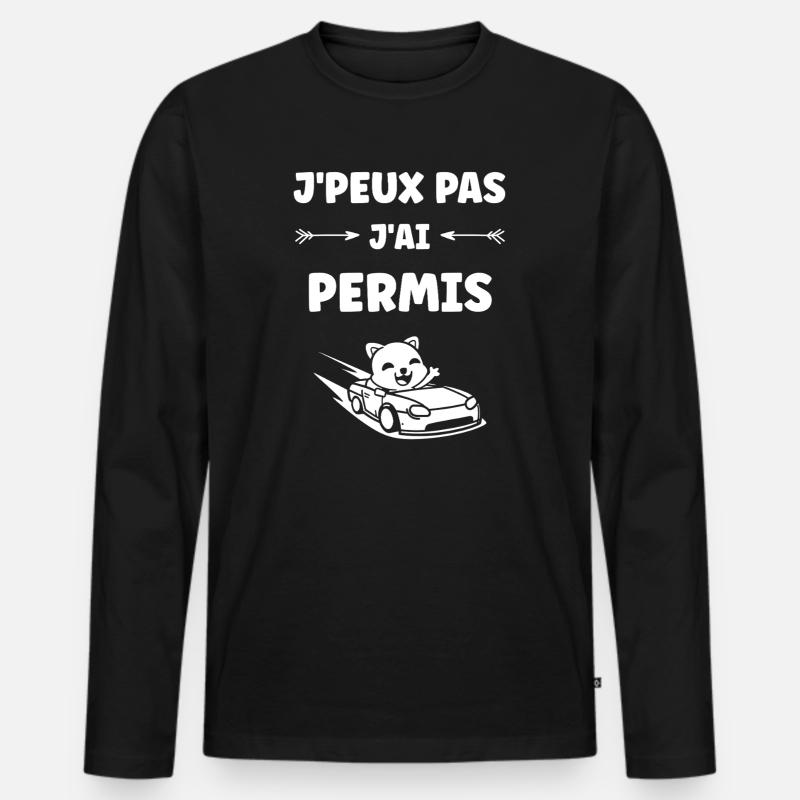 Junger Fahrer, Junger Fahrer, Führerschein - Männer Premium Bio Langarmshirt - Schwarz