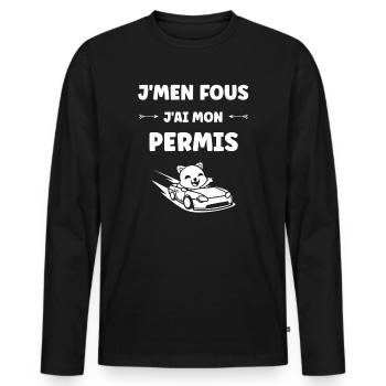 Driver's license humor - Men's Premium Organic Long Sleeve Shirt - black - Front - Nico (187cm)
