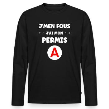 Driver's license humor - Men's Premium Organic Long Sleeve Shirt - black - Front - Nico (187cm)
