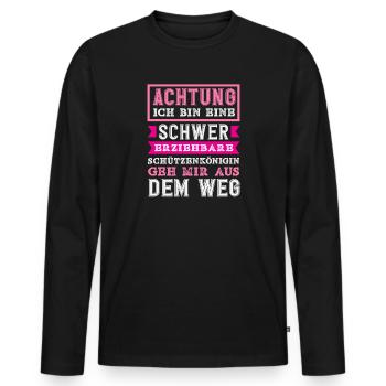 Frauen Schwer Erziehbar Lustiger Schützenfest - Männer Premium Bio Langarmshirt - Schwarz - Vorne - Nico (187cm)