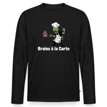 Zombie Chef Brains à la Carte Design - Men's Premium Organic Long Sleeve Shirt - black - Front - Nico (187cm)