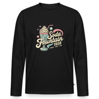 Soda Fountain 1958 - Men's Premium Organic Long Sleeve Shirt - black - Front - Nico (187cm)