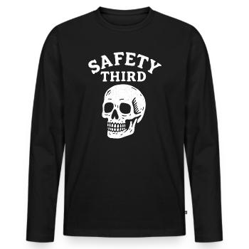 Safety Third Skull Funny Safety Third - Men's Premium Organic Long Sleeve Shirt - black - Front - Nico (187cm)