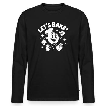Let's Bake Cartoon Motif - Men's Premium Organic Long Sleeve Shirt - black - Front - Nico (187cm)