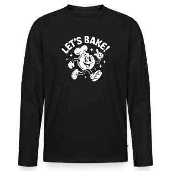 Let's Bake Cartoon Motif - Men's Premium Organic Long Sleeve Shirt - black - Front - Nico (187cm)