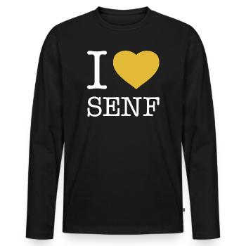 I love Senf - Männer Premium Bio Langarmshirt - Schwarz - Vorne - Nico (187cm)