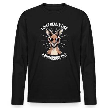 Kangaroo Spruch Kangaroo Lustige Kangaroo Geschenk - Männer Premium Bio Langarmshirt - Schwarz - Vorne - Nico (187cm)