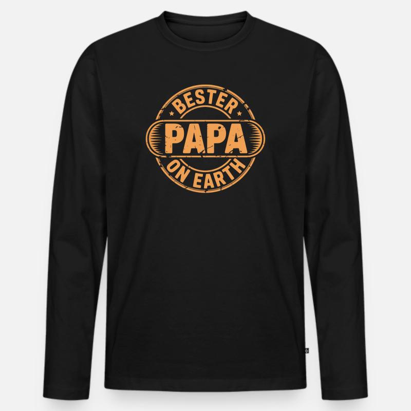 Bester Papa - Männer Premium Bio Langarmshirt - Schwarz