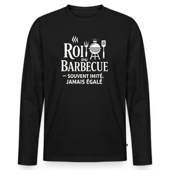 Roi du Barbecue Jamais Égalé - T-shirt manches longues Premium bio Homme - noir - Devant - Nico (187cm)