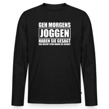 No marathon today jogging runner funny run - Men's Premium Organic Long Sleeve Shirt - black - Front - Nico (187cm)