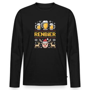 Ugly Sweater Weihnachtsbier Rentier Trio - Männer Premium Bio Langarmshirt - Schwarz - Vorne - Nico (187cm)