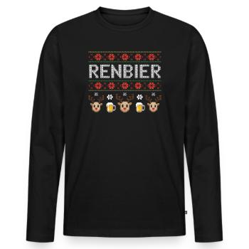 Reindeer Beer Festival Design - Men's Premium Organic Long Sleeve Shirt - black - Front - Nico (187cm)