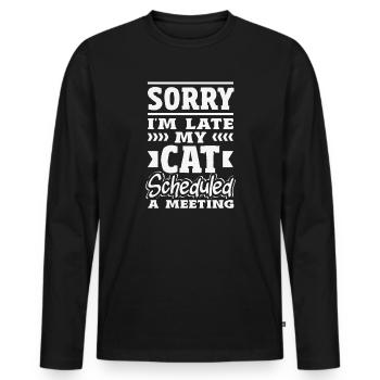 Tut Mir Leid, Dass Ich Zu Spät Komme. - Männer Premium Bio Langarmshirt - Schwarz - Vorne - Nico (187cm)