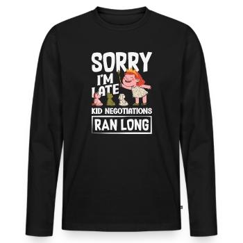 Tut Mir Leid, Dass Ich Zu Spät Komme. - Männer Premium Bio Langarmshirt - Schwarz - Vorne - Nico (187cm)