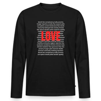 LOVE CONQUERS ALL - Men's Premium Organic Long Sleeve Shirt - black - Front - Nico (187cm)
