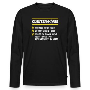 Schützenkönig Gesetze Lustiger Schützenfest Spruch - Männer Premium Bio Langarmshirt - Schwarz - Vorne - Nico (187cm)
