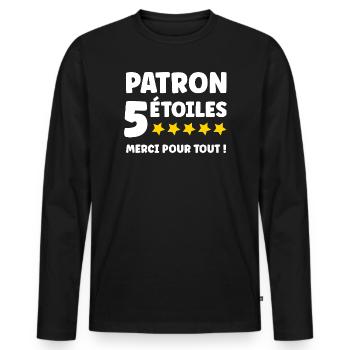 Chef - Männer Premium Bio Langarmshirt - Schwarz - Vorne - Nico (187cm)
