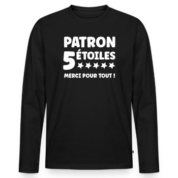 Chef - Männer Premium Bio Langarmshirt - Schwarz - Vorne - Nico (187cm)