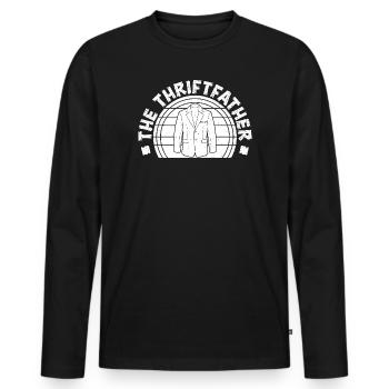 Thrift Shop The Thriftfather Love Thrifting - Männer Premium Bio Langarmshirt - Schwarz - Vorne - Nico (187cm)