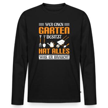 Garden Gardener Gardening Gardening Gardening Gardening - Men's Premium Organic Long Sleeve Shirt - black - Front - Nico (187cm)
