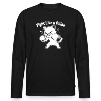Kämpfe wie eine Katze - Männer Premium Bio Langarmshirt - Schwarz - Vorne - Nico (187cm)