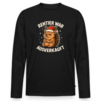 Weihnachten Spruch Humor Igel Lustig Rentier - Männer Premium Bio Langarmshirt - Schwarz - Vorne - Nico (187cm)
