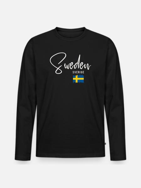 Made in Sweden, Swedish roots - Men's Premium Organic Long Sleeve Shirt - black