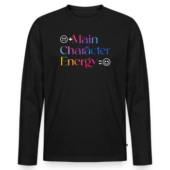 Main Character Energy smilie - Männer Premium Bio Langarmshirt - Schwarz - Vorne - Nico (187cm)