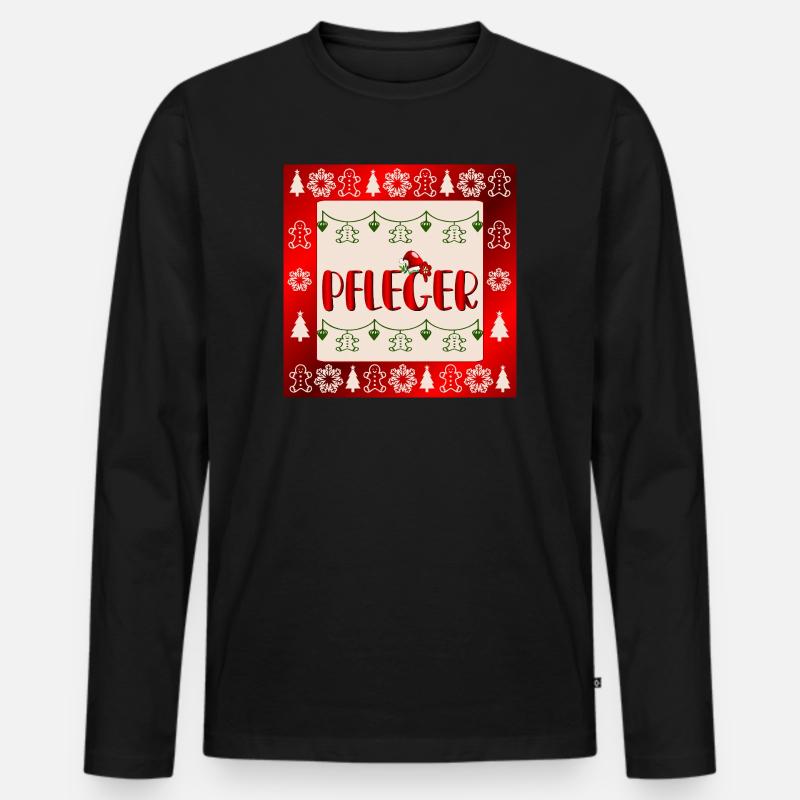 Pflege Pflegefachkräfte Weihnachten Pfleger - Männer Premium Bio Langarmshirt - Schwarz