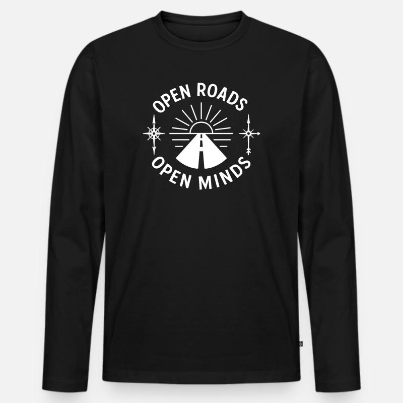 Offene Straßen, Offene Gedanken - Männer Premium Bio Langarmshirt - Schwarz