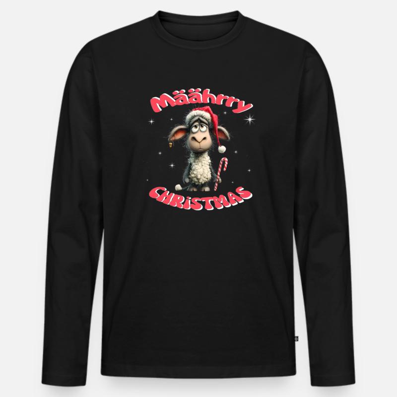Mäährry Christmas Schäfchen - Männer Premium Bio Langarmshirt - Schwarz