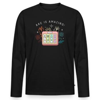 Communication AAC Langue des signes SLP - T-shirt manches longues Premium bio Homme - noir - Devant - Nico (187cm)