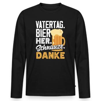 Funny Father's Day Gift Dad Beer - Men's Premium Organic Long Sleeve Shirt - black - Front - Nico (187cm)