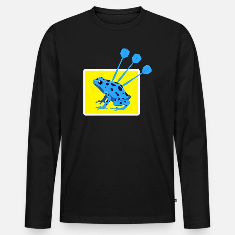 Lustiges DARTS und PFEILGIFTFROSCH Design - Männer Premium Bio Langarmshirt - Schwarz