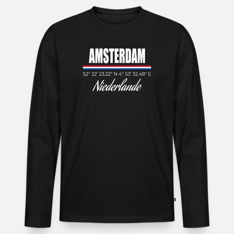 Amsterdam - Männer Premium Bio Langarmshirt - Schwarz