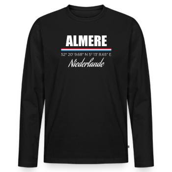 Almere - Männer Premium Bio Langarmshirt - Schwarz - Vorne - Nico (187cm)