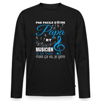 Es ist nicht einfach, gleichzeitig Vater und Musiker zu sein - Männer Premium Bio Langarmshirt - Schwarz - Vorne - Nico (187cm)