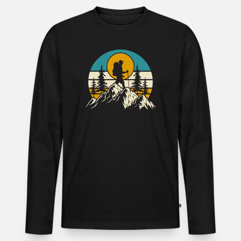 Wandern Wanderer Bergsteiger Geschenk - Männer Premium Bio Langarmshirt - Schwarz