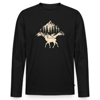 Hiking Hiker Mountaineer Gift - Men's Premium Organic Long Sleeve Shirt - black - Front - Nico (187cm)