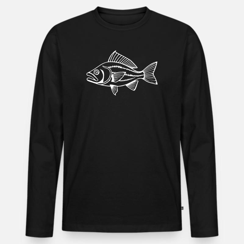 Fisch Angler T-shirt Geschenk Angler - Männer Premium Bio Langarmshirt - Schwarz