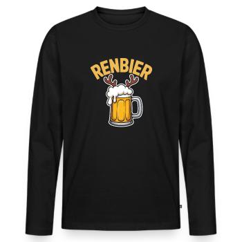 Reindeer Jug with Antlers - Men's Premium Organic Long Sleeve Shirt - black - Front - Nico (187cm)